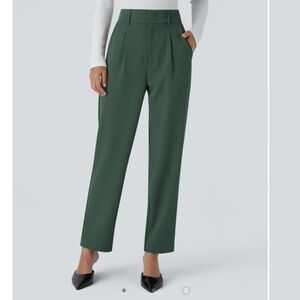 High Waisted Side Pocket Solid Work Tapered Suit Pants
